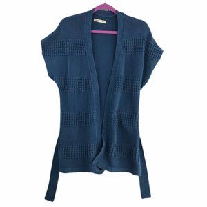 Old Navy Womens XS Blue Knit Cardigan Sweater Short Sleeve Belted EUC